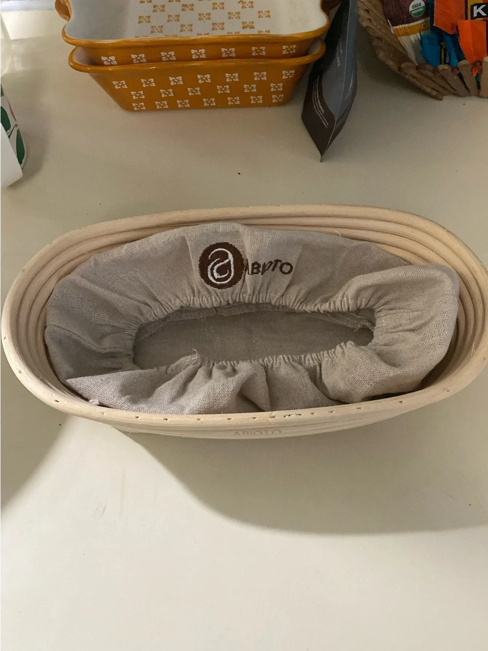 Banneton Oval Bread Proofing Basket in Natural with Linen Liner